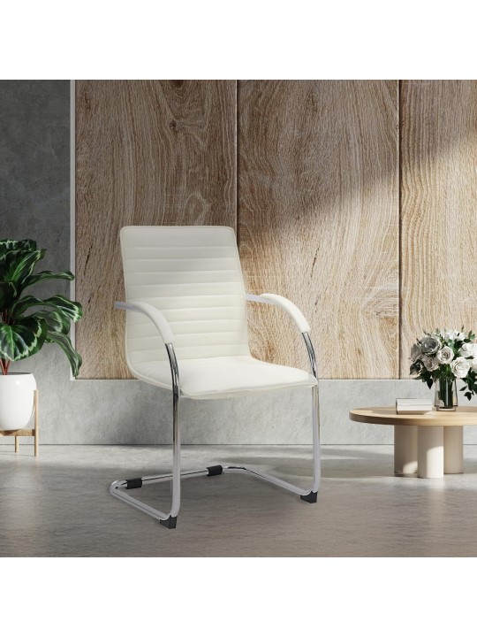 Set van 2 bezoekersstoelen Tira kunstleer, wit