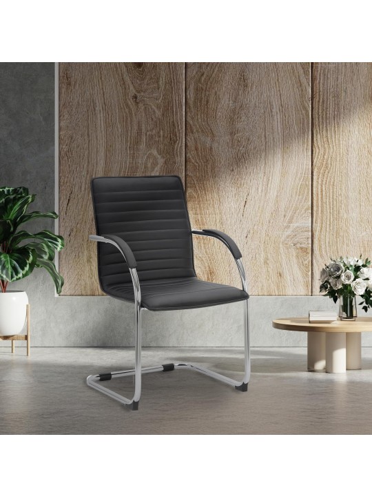 Set van 2 bezoekersstoelen Tira kunstleer, zwart