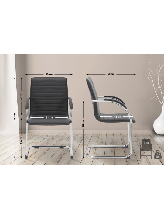 Set van 2 bezoekersstoelen Tira kunstleer, zwart