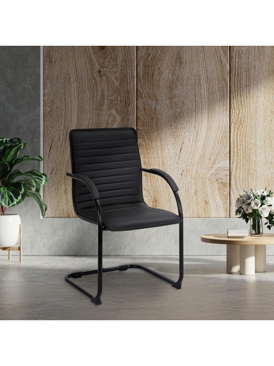 Set van 2 bezoekersstoelen Tira kunstleer, zwart/zwart