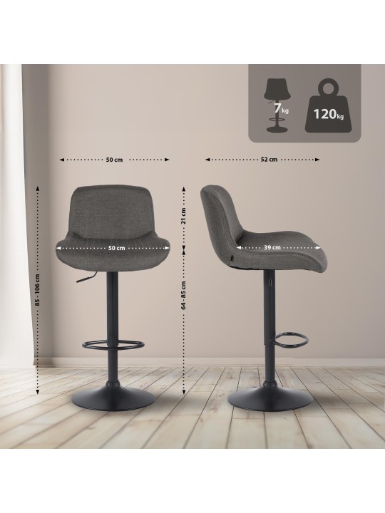 Barkruk Solon stof, donkergrijs