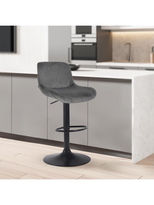 Barkruk Solon fluweel, donkergrijs