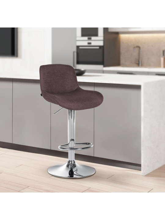 Barkruk Solon chroom stof, donkerbruin