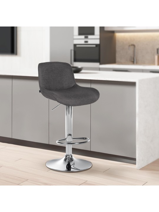 Barkruk Solon chroom stof, donkergrijs