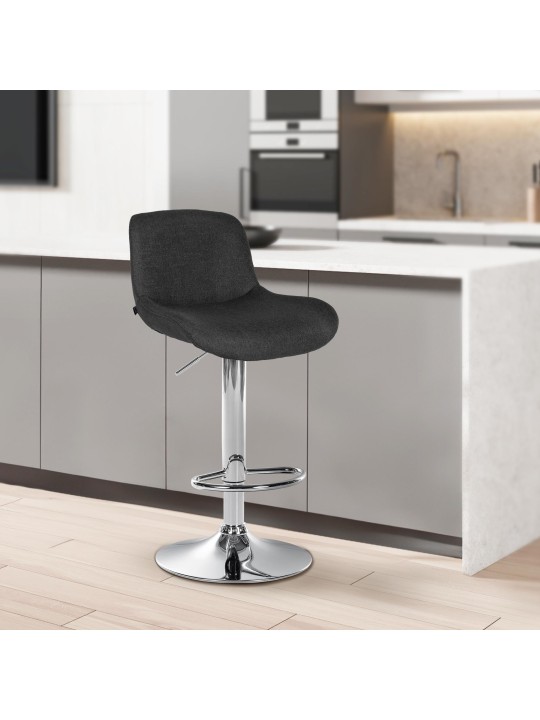 Barkruk Solon chroom stof, zwart