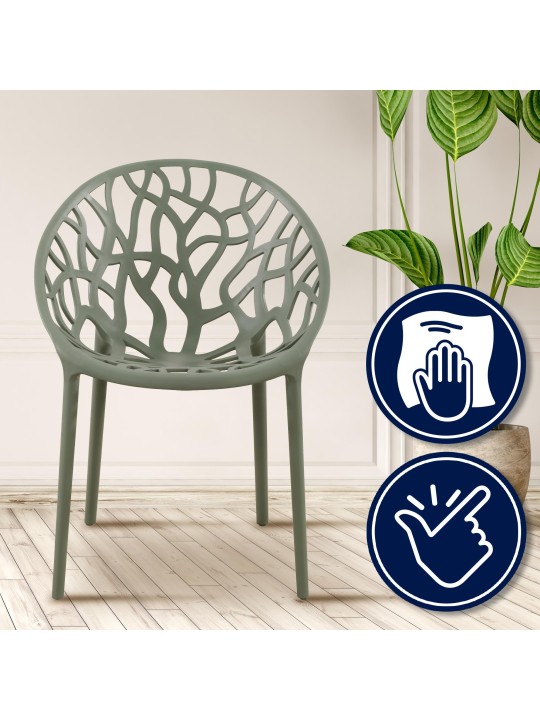 Set van 4 stoelen Hope, olijfgroen