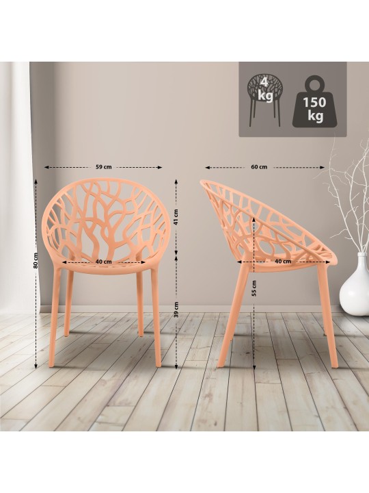 Set van 4 stoelen Hope, perzik Set van 4 stoelen Hope, perzik