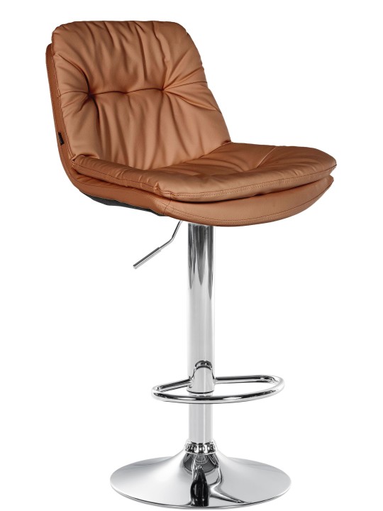 Barkruk Laurel kunstleer chroom, lichtbruin