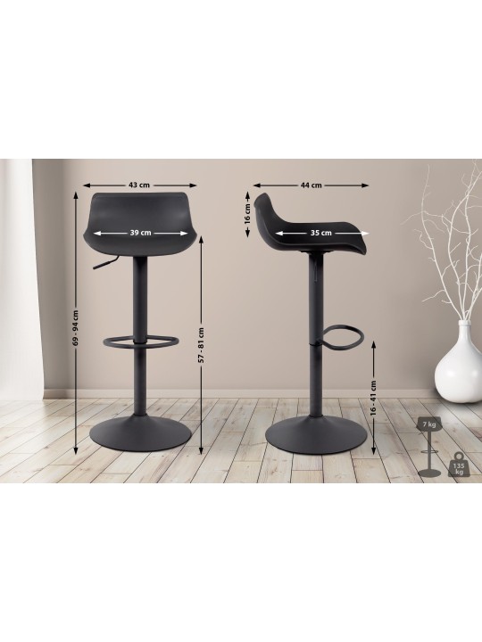 Set van 2 barkrukken Aveiro, zwart