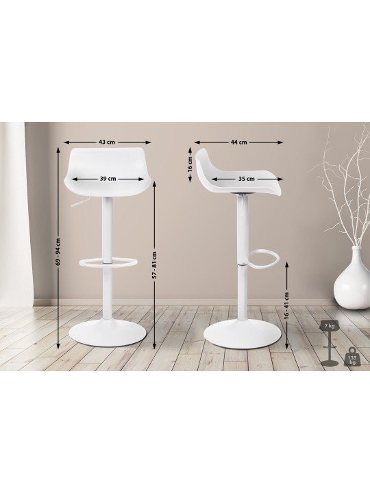 Set van 4 barkrukken Aveiro, wit