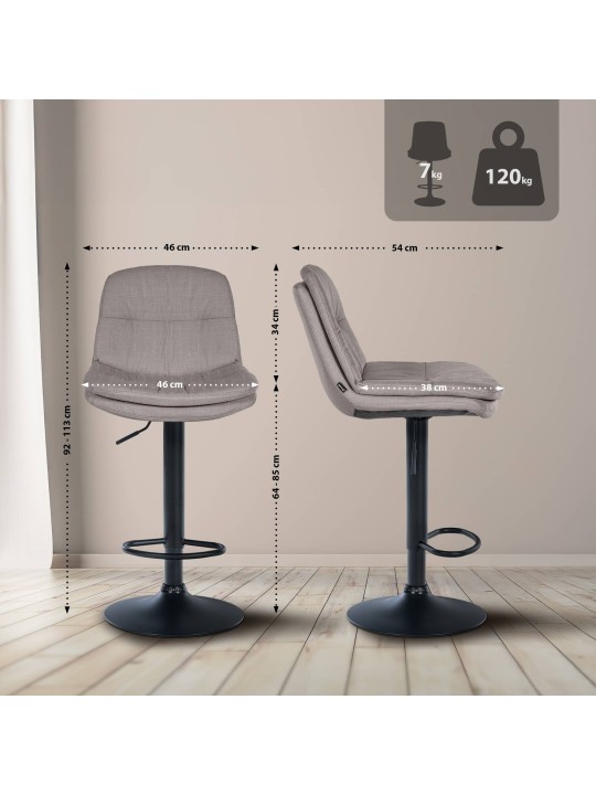 Barkruk Laurel stof, grijs