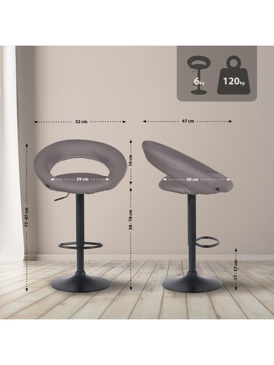 Barkruk Olinda stof, grijs