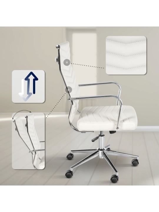 Bureaustoel Canby kunstleer, wit