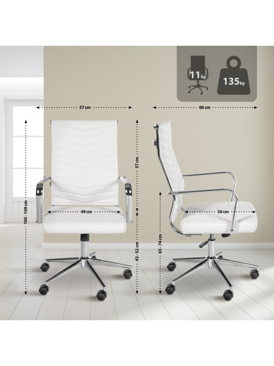 Bureaustoel Canby kunstleer, wit