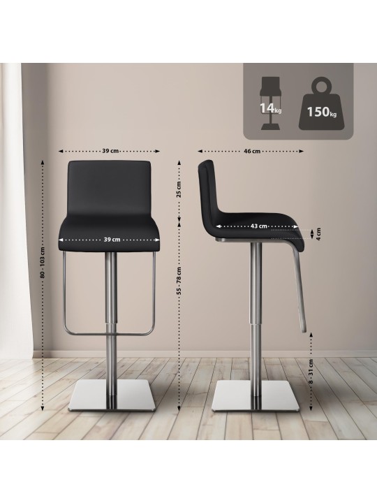 Barkruk Limon E, zwart