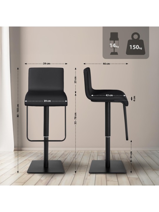 Barkruk Limon B, zwart