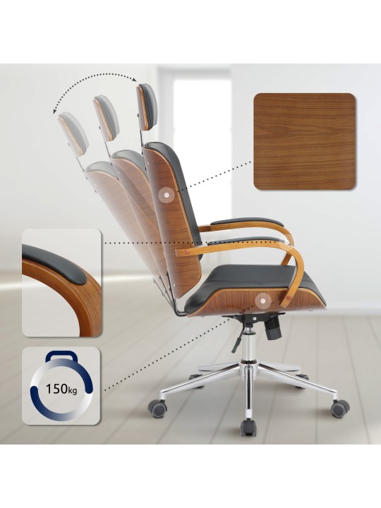 Bureaustoel Dayton, walnoot/zwart Bureaustoel Dayton, walnoot/zwart