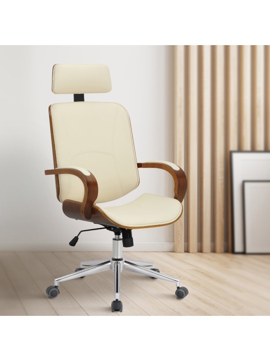 Bureaustoel Dayton, walnoot/crème