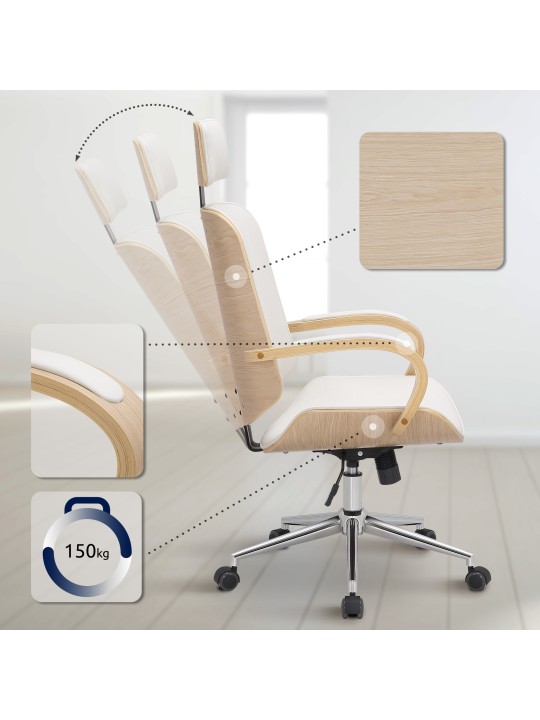 Bureaustoel Dayton, naturel/wit