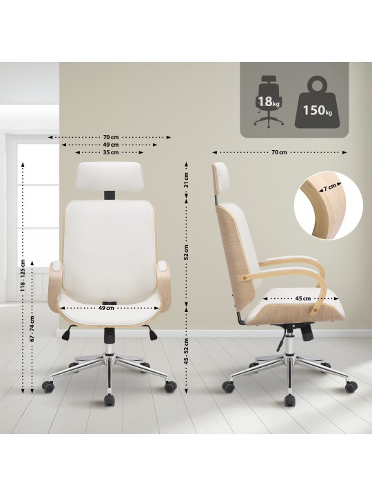 Bureaustoel Dayton, naturel/wit