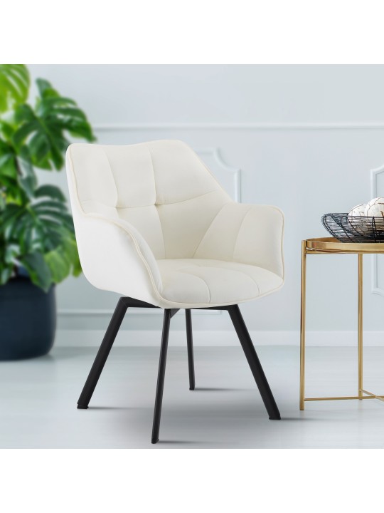 Eetkamerstoel Jordi fluweel, crème Eetkamerstoel Jordi fluweel, crème