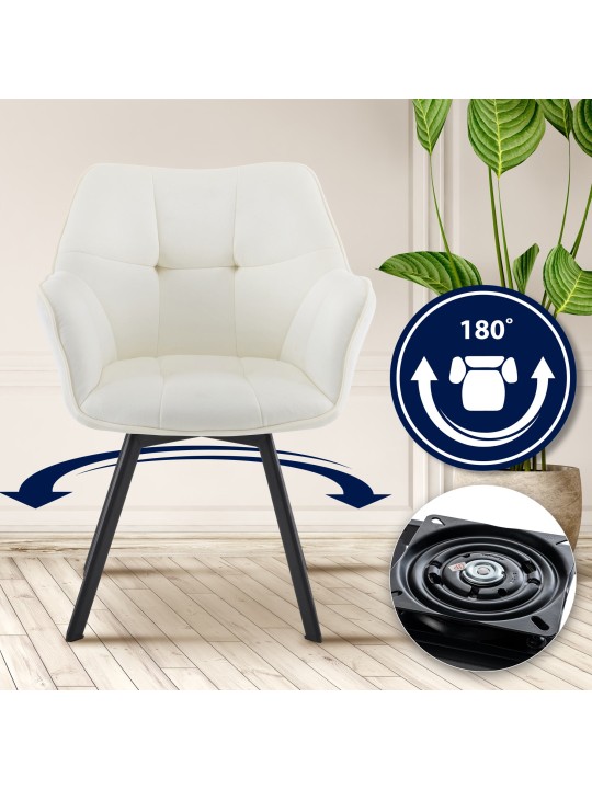 Eetkamerstoel Jordi fluweel, crème Eetkamerstoel Jordi fluweel, crème