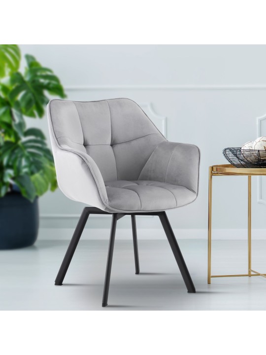 Eetkamerstoel Jordi fluweel, donkergrijs