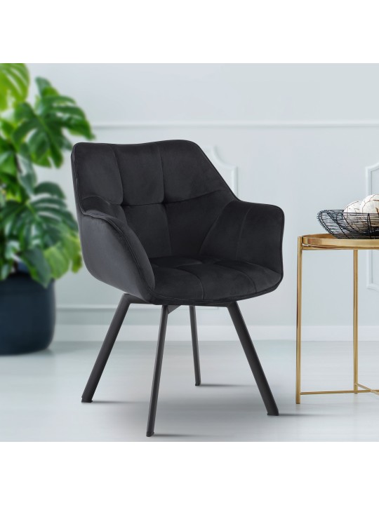 Eetkamerstoel Jordi fluweel, zwart