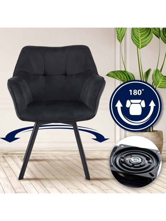 Eetkamerstoel Jordi fluweel, zwart