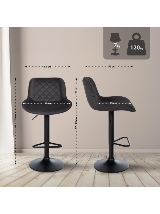 Barkruk Kasson fluweel, zwart Barkruk Kasson fluweel, zwart