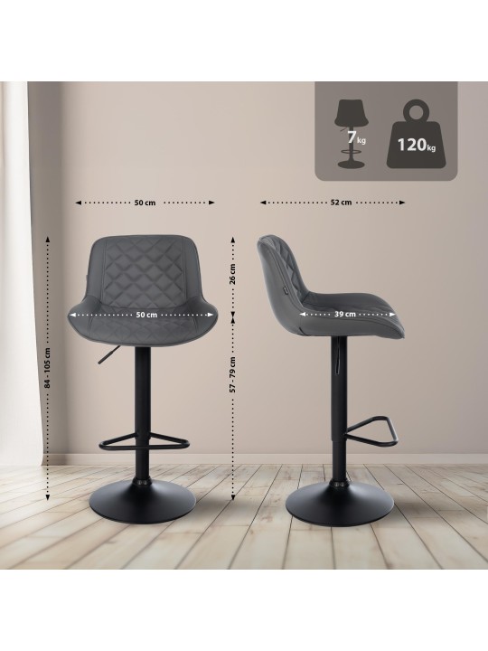 Barkruk Kasson kunstleer, grijs