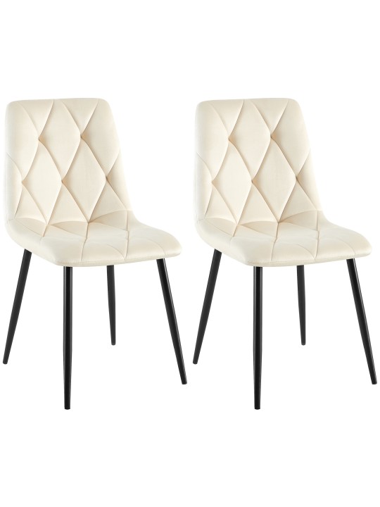 Set van 2 eetkamerstoelen Clairton fluweel, crème