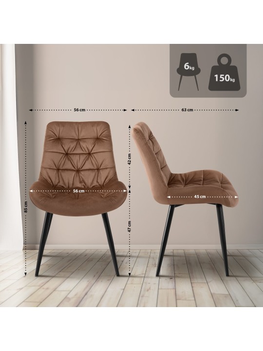 Set van 2 Rossford eetkamerstoelen, bruin