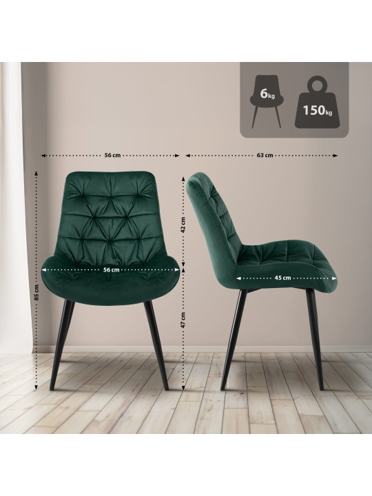 Set van 2 Rossford eetkamerstoelen, groen