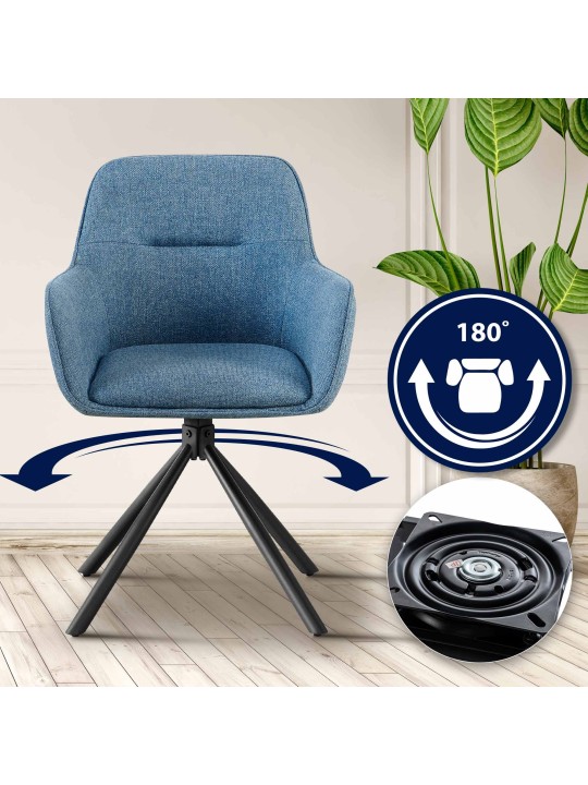 Set van 2 stoelen Tipton stof, blauw