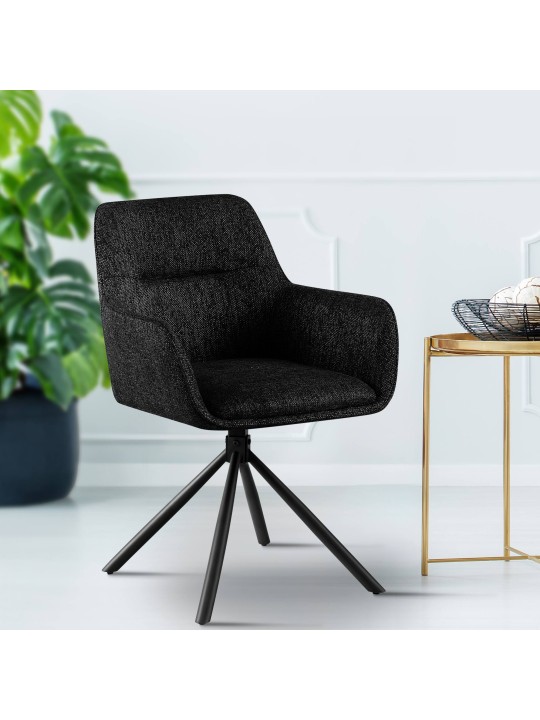 Set van 2 stoelen Tipton stof, zwart