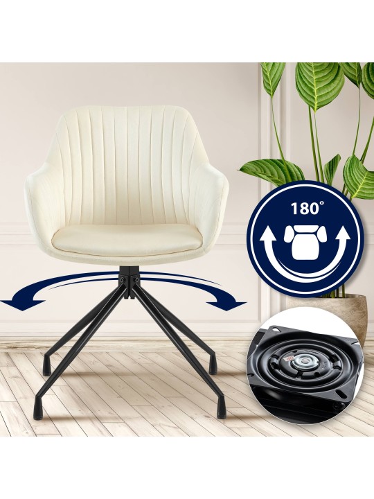 Set van 2 eetkamerstoelen Welby fluweel, crème