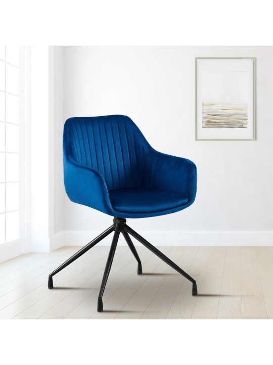 Set van 2 eetkamerstoelen Welby fluweel, donkerblauw