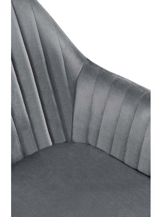 Set van 2 eetkamerstoelen Welby fluweel, donkergrijs