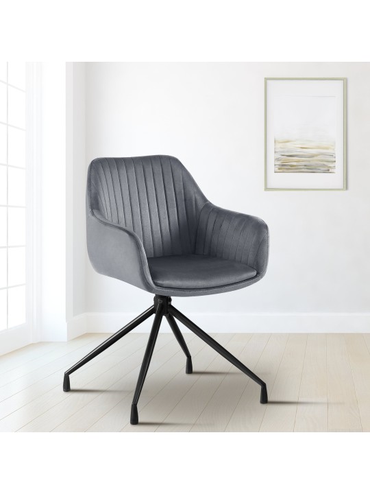 Set van 2 eetkamerstoelen Welby fluweel, donkergrijs