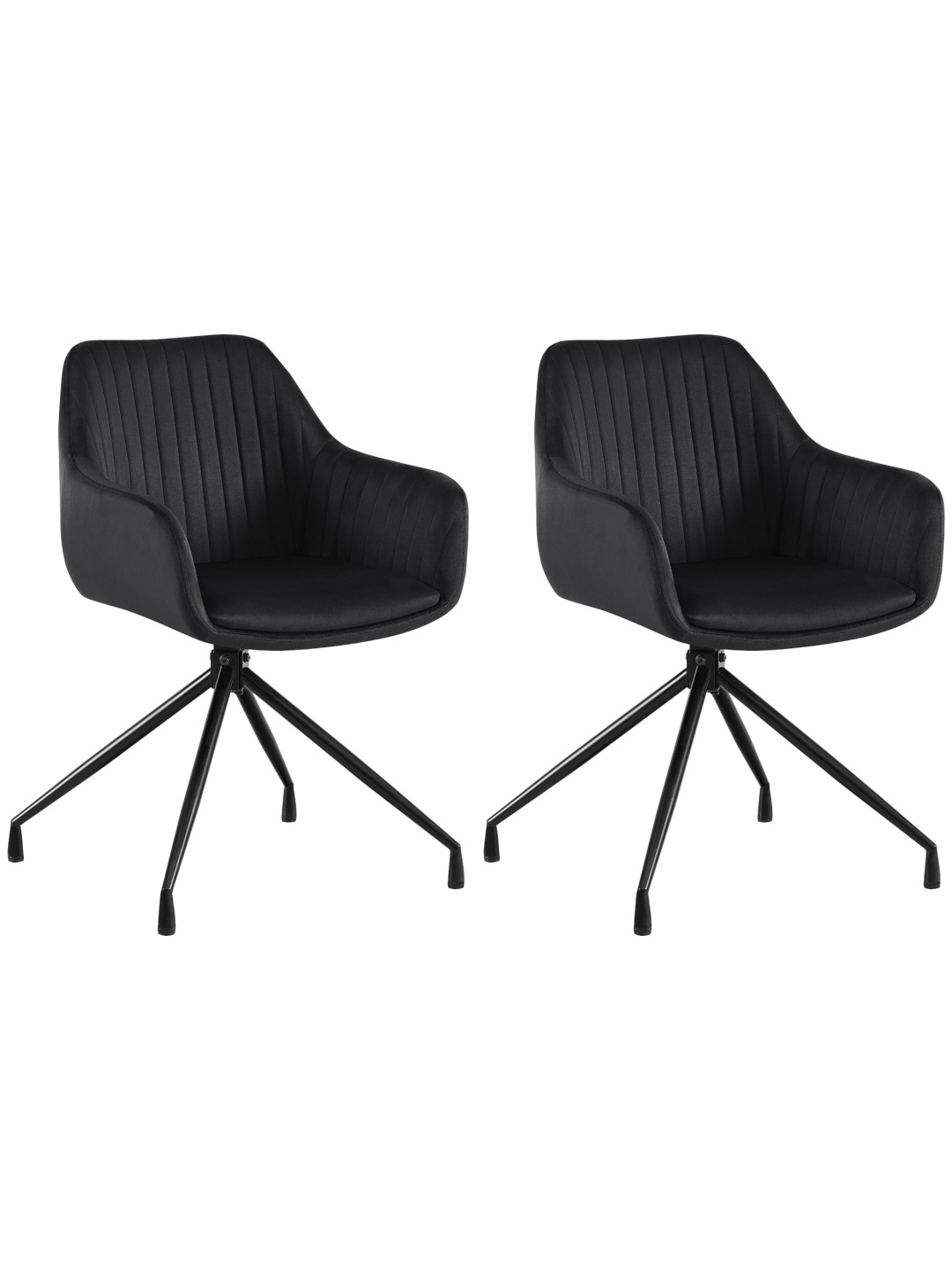 Set van 2 eetkamerstoelen Welby fluweel, zwart