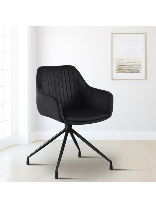 Set van 2 eetkamerstoelen Welby fluweel, zwart