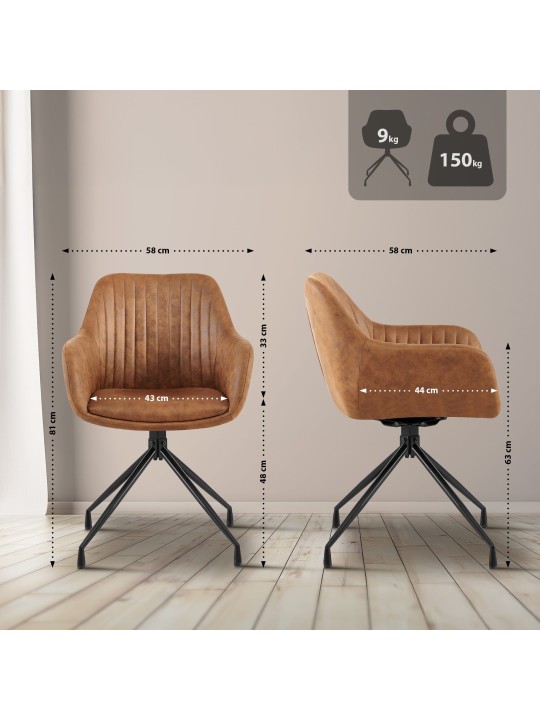 Set van 2 eetkamerstoelen Welby Vintage, lichtbruin