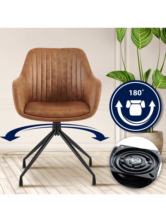 Set van 2 eetkamerstoelen Welby Vintage, lichtbruin