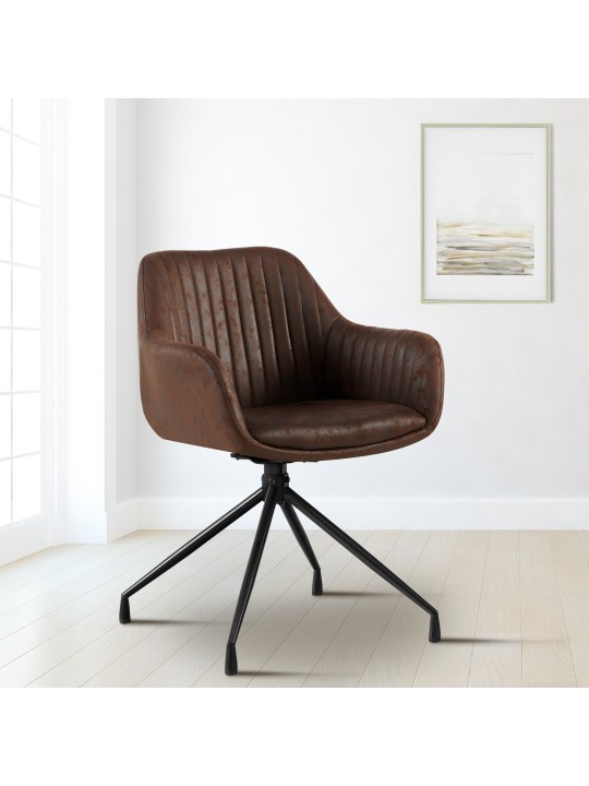 Set van 2 eetkamerstoelen Welby Vintage, donkerbruin