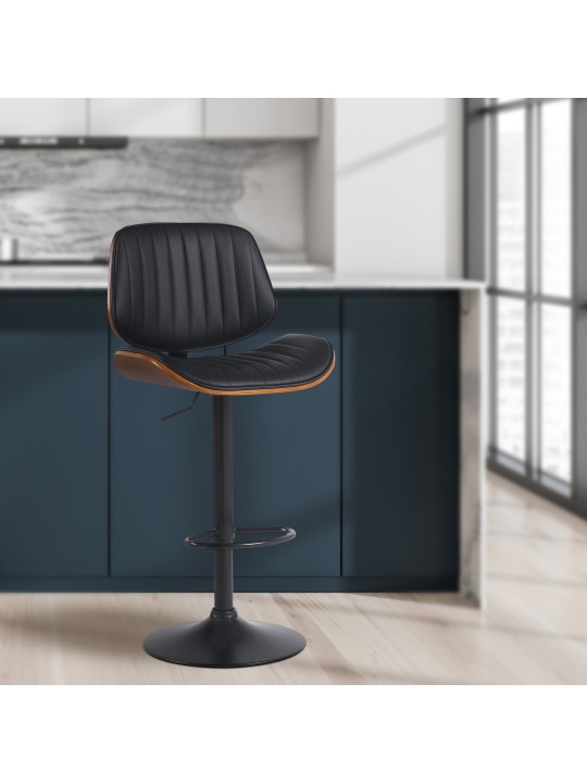 Set van 2 barkrukken Clawson kunstleer, walnoot/zwart