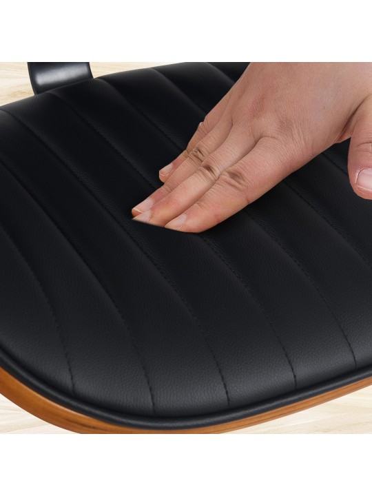 Set van 2 barkrukken Clawson kunstleer chroom, walnoot/zwart