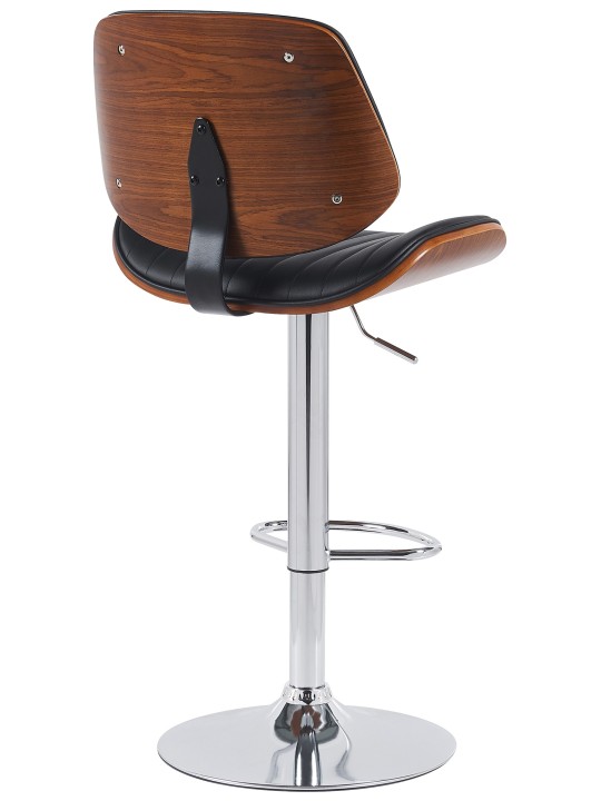 Set van 2 barkrukken Clawson kunstleer chroom, walnoot/zwart