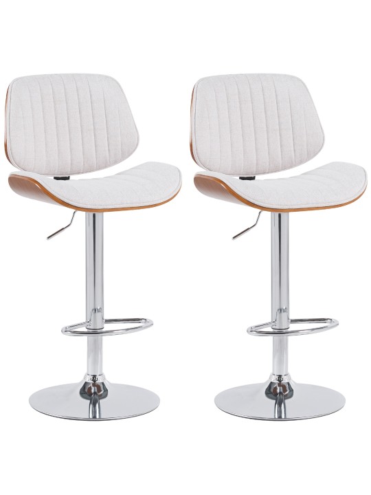 Set van 2 barkrukken Clawson stof chroom, walnoot/crème