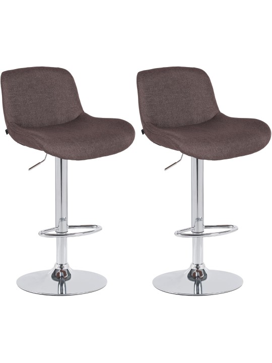 Set van 2 barkrukken Solon chroomstof, donkerbruin